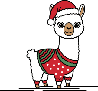 Llama With Santa hat and ugly sweater Free SVG File for Members - Cute Christmas llama clipart image