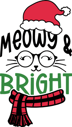 Meowy and Bright Free SVG File for Members - Funny Christmas Tshirt Design for Pet Lovers