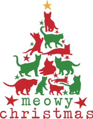 Meowy Christmas Tree Free SVG File for Members - Holiday wish card design for cat lovers