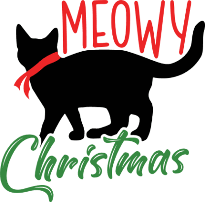 Meowy Christmas Free SVG File - Funny Cat Lover Holiday Card Design