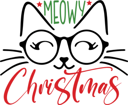 Meowy Christmas Free SVG File for Members - Funny Pet Lover Christmas tshirt design with cat face