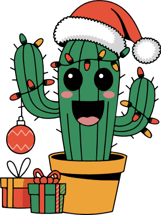 Christmas Cactus plant and gifts Free SVG File for Members - Decorative Holiday wall sticker