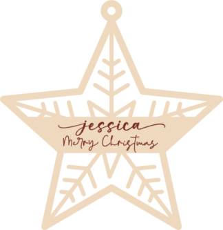 Merry Christmas svg, Personalized name Star-Shaped Snowflake Ornament Free SVG File for Members