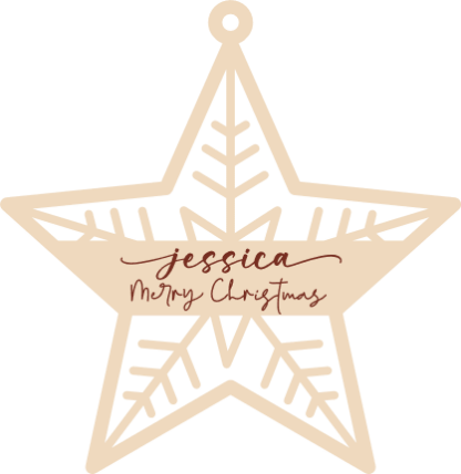 Merry Christmas svg, Personalized name Star-Shaped Snowflake Ornament Free SVG File for Members