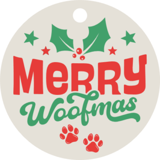Merry Woofmas Free SVG File for Members - Christmas Ornament For Pet Lover