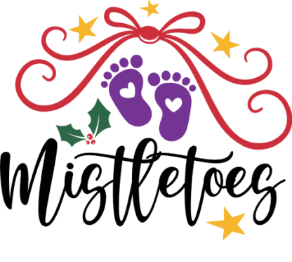 Mistletoes sign Free SVG File - Christmas Design for Baby Footprints with bow
