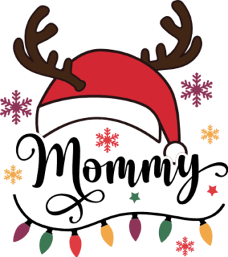 Mommy sign Free SVG File for Members - Christmas tshirt design with santa hat and antlers