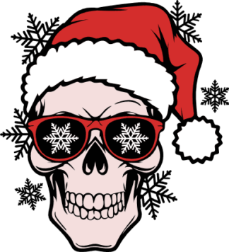 Santa Skull with Snowflakes Sunglasses Free SVG File for Members - Christmas Skull decor