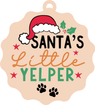 Santa's Little Yelper Free SVG File for Members - Christmas Ornament For Pet Lover