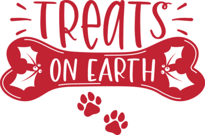 Treats On Earth Free SVG File for Members - Funny Christmas dog bandana design with dog bone