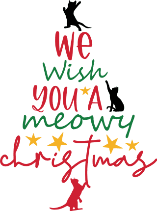 We Wish You a Meowy Christmas Free SVG File for Members - Funny Christmas card design for cat lovers