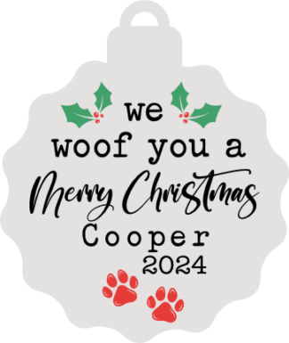 We Woof You a Merry Christmas Free SVG File for Members - Personalized Pet Lover Holiday Ornament