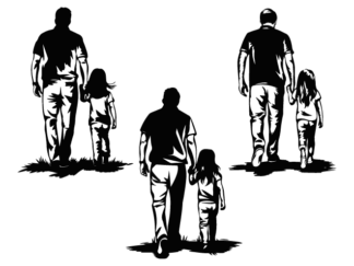 Father Walking with daughter Free SVG File bundle for Members - Father's Day clipart image