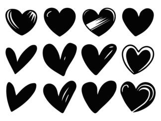Hand Drawn Heart Bundle Free SVG File for Members - Valentine’s hearts clipart image