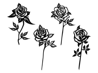 Beautiful Rose with Stem Free SVG File Bundle for Members - Valentine’s floral svg, rose clipart image