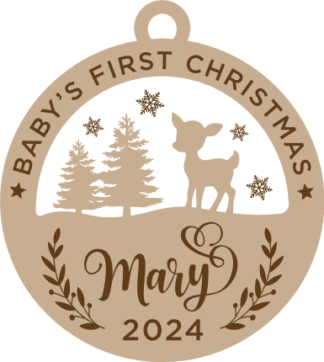 Baby’s First Christmas Free SVG File for Members - Personalized Baby Name ornament