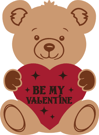 Be My Valentine Free SVG File for Members - Teddy Bear holding heart clipart, valentines day