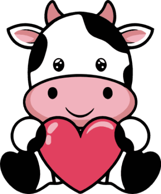 Cute Cartoon Cow Holding Heart Free SVG File for Members - Valentine's day clipart image