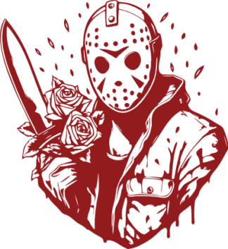 Scary Masked Character with Roses and knife Free SVG File for Members - valentine jason clipart image