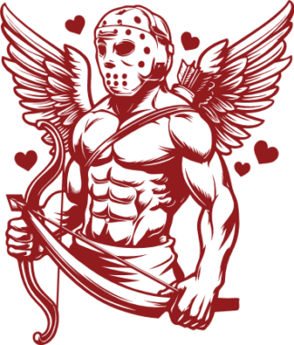 Winged Cupid with Scary Mask Free SVG File for Members - Valentine Cupid design