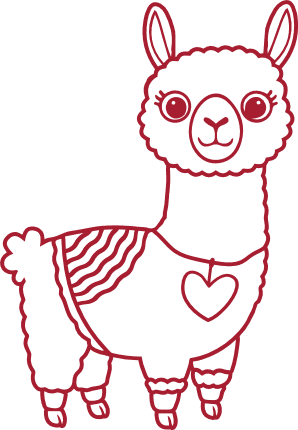 Adorable Llama with Heart Saddle Free SVG File for Members - Valentine's llama clipart image