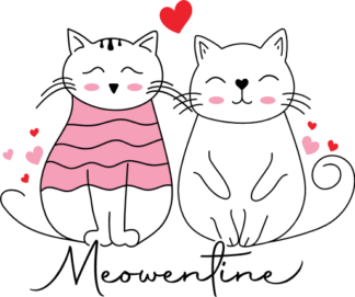 Meowentine Cat Couple Free SVG File for Members - Adorable Cat Lover Valentine’s Tshirt Design
