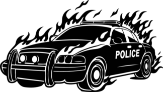 Police Car on Fire Free SVG File for Members - Epic Flaming Police vehicle clipart image