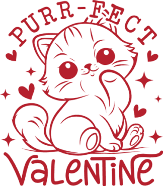 Purr-fect Valentine Cat SVG Free File for Members - Cute Kitty Valentine Tshirt Design