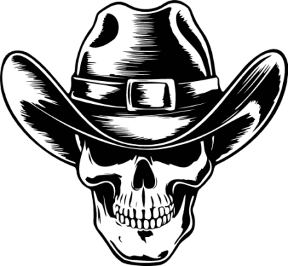 Skull With Cowboy hat Free SVG File for Members - Western Skeleton Clipart Image