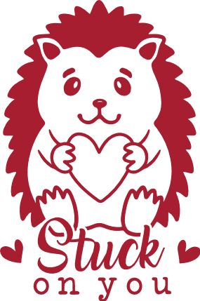 Stuck on You Free SVG File for Members - Cute Hedgehog Holding Heart, Valentine’s Design