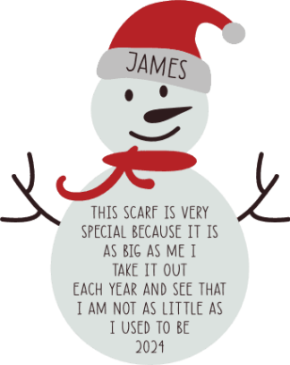 Snowman Design with Special Scarf Message Free SVG File for Members - Customized Scarf Design