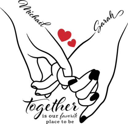 Hand Holding design with names and love quote Free SVG File for Members - Customized Valentine gift