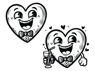 Cartoon smiley with bow Free SVG File for Members - Drunk Heart emoji clipart