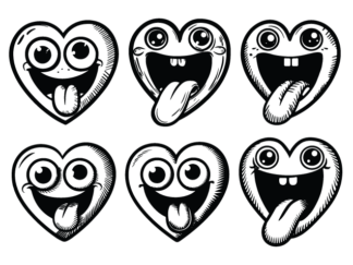 Tongue Out Smiley Faces Hearts Free SVG File Bundle for Members - smiling heart clipart