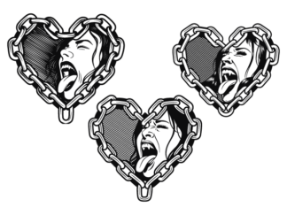 Horny Girl Face in Chain Heart Free SVG File Bundle for Members - Dark Love Design