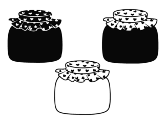 Jar with Heart Pattern lid silhouette Free SVG File Bundle for Members - Decorative kitchen clipart image