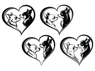 Romantic Chihuahua Dogs heart Free SVG File bundle for Members - pet lover design