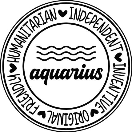 Aquarius, humanitarian, independent, friendly Free SVG File for Members - Zodiac tshirt design
