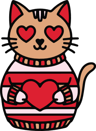 Valentines Cat in Sweater, Holding Heart Free SVG File for Members - cat clipart image