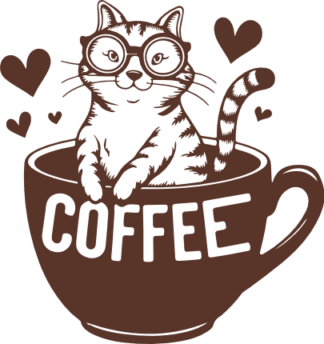 Adorable Cat sitting in Coffee Cup Free SVG File for Members - coffee lover tote bag design
