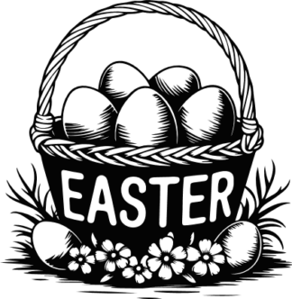 Decorative Easter eggs basket Free SVG File for Members - Floral Easter wall sticker