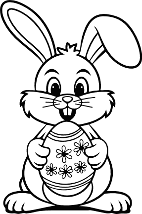 Easter Rabbit Holding Egg Free SVG File for Members - Cute Easter bunny clipart image