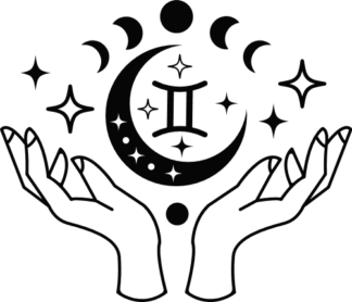 Gemini Zodiac, Mystical Hands and Moon Free SVG File for Members - Astrological wall sticker