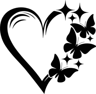 Heart with Butterflies Free SVG File for Members - Romantic valentines heart clipart