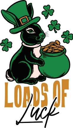 Loads of Luck Free SVG File for Members - St. Patrick’s Tshirt Design with Bunny