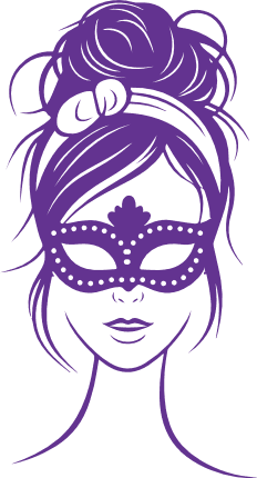 Masked Woman with messy bun Free SVG File for Members - Mardi Gras Girl clipart