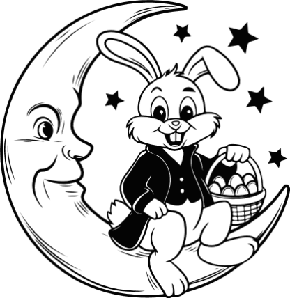 Easter Bunny on the Moon Free SVG File for Members - Cute Rabbit, Easter sticker