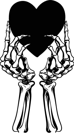 Skeleton Hand holding Heart Free SVG File for Members - Gothic valentines clipart