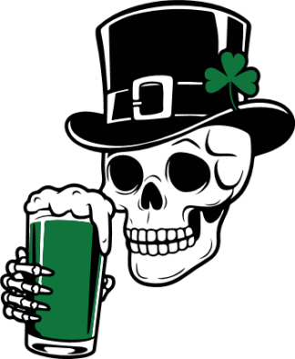 Lucky Skull with Shamrock Hat and Beer Free SVG File for Members - St. Patrick’s Design