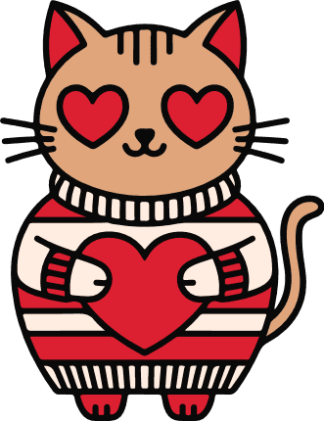 Cat in Sweater, Holding Heart Free SVG File for Members - Valentines cat clipart image